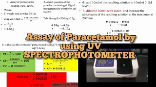 Practical Medicinal Chemistry Assay of paracetamol by using UV SPECTROPHOTOMETERشرح كيفية الحسابات [upl. by Dao]