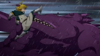 七つの大罪  メリオダスは怒って強力なキックでフラウドリンを倒します  Meliodas kills Fraudrin in anger with a powerful kick [upl. by Ylrac]