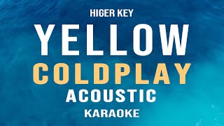 Yellow  Coldplay Acoustic Karaoke Higher Key [upl. by Ahsoek261]