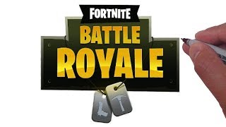 How to Draw FORTNITE BATTLE ROYALE Logo [upl. by Kailey290]