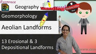 Aeolian Landforms By Wind  13 Erosional amp 3 Depositional Arid or Desert Landforms [upl. by Osei]