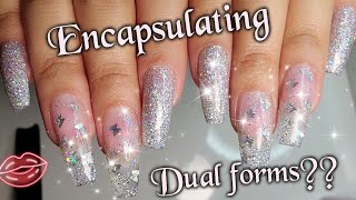 DIY Glitter nails with butterfly encapsulating using polygel dual forms [upl. by Weide]