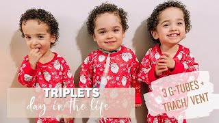 TRIPLETS vlog day in the life with medically complex kiddos [upl. by Idnam]