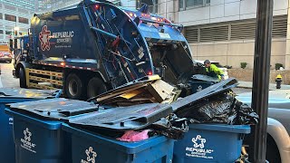 Republic services garbage truck vs a Boston cart line [upl. by Atazroglam]