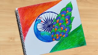 Independence Day Drawing for Competition  Easy Drawing for Kids using Crayons  15th August Special [upl. by Braden857]