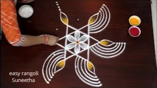 Creative Indian rangoli Art designs  Friday muggulu  rangoli kolam easy method [upl. by Jamnes91]