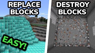 HOW TO USE COMMANDS TO MASS FILLDESTROYREPLACE BLOCKS in Minecraft Bedrock MCPEXboxPS4PC [upl. by Lonny]