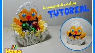 PULCINO Porta Ovetti in 3D con Perline Hama BeadsPyssla  Tutorial per Pasqua [upl. by Nicks]