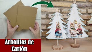 Como hacer Arbolitos navideños reciclando Cartón [upl. by Carmencita470]