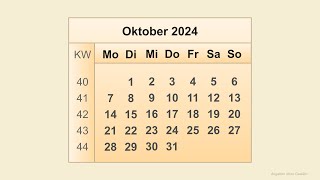 Kalender Oktober 2024 [upl. by Coonan]