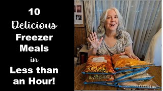 Easy Crockpot Chicken Freezer Meals  10 Freezer Meals in Less than an Hour [upl. by Eilime]