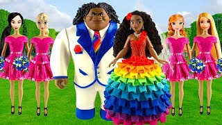 Play doh Rainbow disney princess  Moana amp Maui  Wedding dress [upl. by Boehmer]