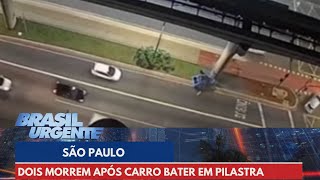 Dois morrem após carro bater em pilastra do monotrilho em São Paulo  Brasil Urgente [upl. by Egag]