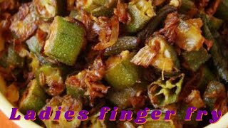 Vendakkai Poriyal in Tamil  Spicy Ladys Finger Fry Recipe  quick kitchen king [upl. by Suryt]