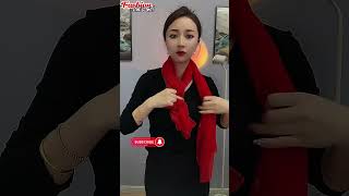 Brilliant scarf tips 🎀 silk scarf styles for girls 窍小门 丝巾系法 scarf silkscarf fashion shorts [upl. by Gninnahc]