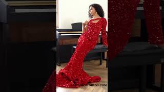 One Sleeve Sequins Mermaid Prom Dress 2024 Style from Ladypromdresscom [upl. by Nerot]