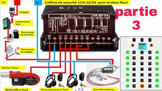 câblage électrique dun brûleur fioul et gaz de A â Z partie3 sécurité deau chaudière [upl. by Laitselec338]