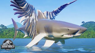 NEW DRAGON MEGALODON TWO HEADED MEGALODON WITH WINGS  DINOSAUR BATTLE  JURASSIC WORLD EVOLUTION [upl. by Ahs]