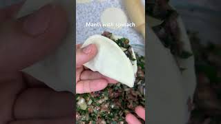 Delicious manti with spinach part 2 uzbekkitchen food tasty uzbekpilaf cooking [upl. by Jethro]