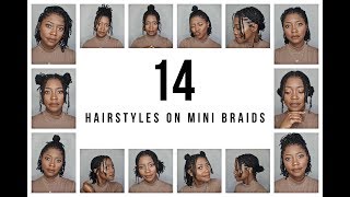 14 HAIRSTYLES ON MY MINI BRAIDS  Keke J kekej type4natural hair [upl. by Eeral]