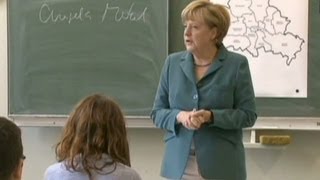 Merkel teaches German history at school [upl. by Ainel]