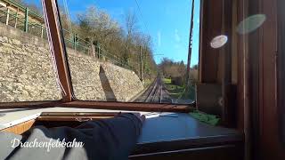 Drachenfelsbahn Königswinter Dashcam Führerstandsmitfahrt Berg und Talfahrt [upl. by Dickie]