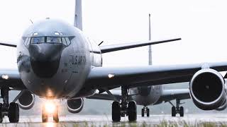 US Air Force KC135 Gigantic Aircraft in the middle of a storm rain [upl. by Repsag]