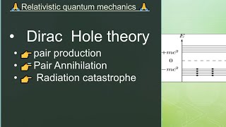 Dirac Hole Theory  relativistic quantum mechanics [upl. by Neelon]