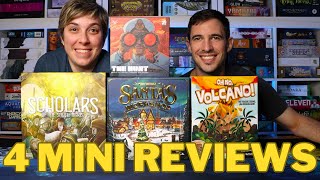 4 GAME REVIEW Scholars of the South Tigris The Hunt Santas Workshop Oh No Volcano [upl. by Llednek]