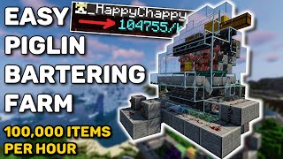 Minecraft Piglin Bartering Farm  COMPACT  FAST  100k Drops Per Hour [upl. by Karole63]