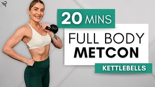 20 Min Full Body Kettlebell METCON low impact variations [upl. by Thera]