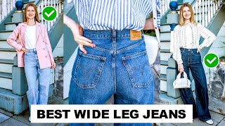 Best Wide Leg Jeans Haul  Sezane Wide Leg Trousers Levis Ribcage Wide Leg amp Everlane Baggy Jeans [upl. by Summer]