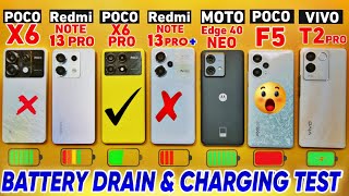 POCO X6 Pro vs POCO X6 vs Redmi Note 13 Pro amp Note 13 Pro vs vivo T2 Pro vs POCO F5  Battery Drain [upl. by Airotal994]