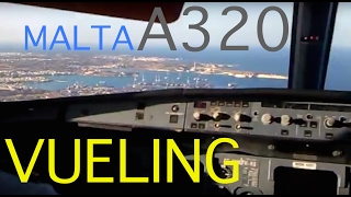 A320 Landing Malta RWY31 manual Vueling Airlines [upl. by Ueik164]