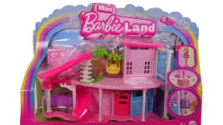 Mini Barbie Land Dreamhouse Playset with Blind Box Mystery Doll and Pet Unboxing Review [upl. by Anneres]