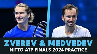 Alexander Zverev amp Daniil Medvedev Full Practice Set  Nitto ATP Finals 2024 [upl. by Twedy]