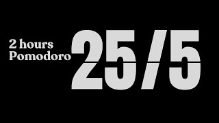 Pomodoro 255 🍅✨ 2 Hours no musicbell ring Black and White Timer [upl. by Kinny]