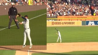 Matt Vierling catch ALDS Game 3  Cleveland Guardians vs Detroit Tigers [upl. by Yecnuahc]