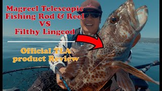 Product Review  Magreel TELESCOPIC fishing Rod Vs Filthy Lingcod [upl. by Schacker]