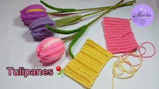 tulipanes dos colores🌷tejidos a crochet⚘️fácil y sencillo de hacer ⚘️🫶tejidosacrochet crochet [upl. by Dnomayd]