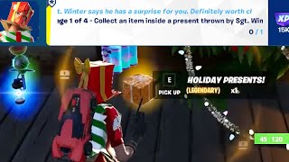 Collect an Item inside a Present Thrown by Sgt Winter Fortnite [upl. by Osner186]