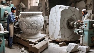 Crafting Masterpieces Transforming Marble into Exquisite Vases with Precision [upl. by Yeslek581]