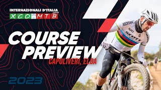 Capoliveri XCO course preview w Schurter and Frischknecht [upl. by Adyam]