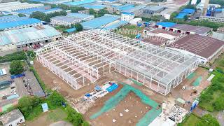 The making of a prefabricated metal frame warehouse building [upl. by Alfons]