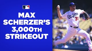 3000 Max Scherzer becomes the 19th pitcher in MLB history to reach 3000 strikeouts [upl. by Hctud905]