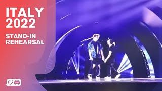 StandIn Rehearsal  Eurovision 2022  Italy  Mahmood amp BLANCO  Brividi Partly [upl. by Kcinemod]