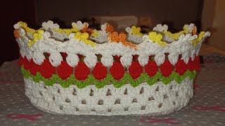 Cesta tejida a Crochet con flores 🌷 Tulipanes [upl. by Ziana]