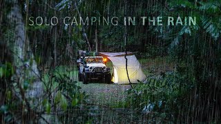 SOLO Camping in Tropical HEAVY RAIN  Relaxing in a Rain Tarp Shelter ASMR [upl. by Dupre]