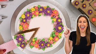 Buttercream Flower Cake Tutorial [upl. by Ecirbaf]