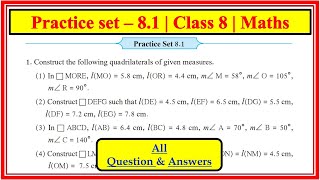 Practice Set 81 Class 8th Maths  CH 8 Quadrilateral  Construction amp types Maharashtra State Board [upl. by Erdnua]